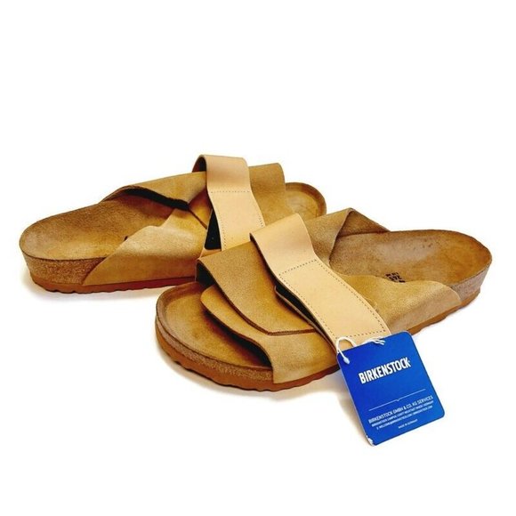 Birkenstock Kyoto Nubuck Suede Leather Sandals Womens 10 Mens 8 Sand Brown - Picture 10 of 10